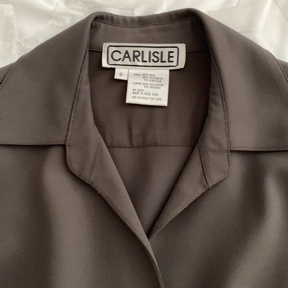 Carlisle Vintage Dark Brown Pantsuit. 48% Wool. Buttons & Stud Detailing. Size 6 - Picture 2 of 15